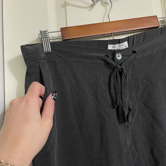 Equipment Femme Womens Gray 100% Silk Landon Drawstring Cropped Pants Medium - Picture 6 of 10